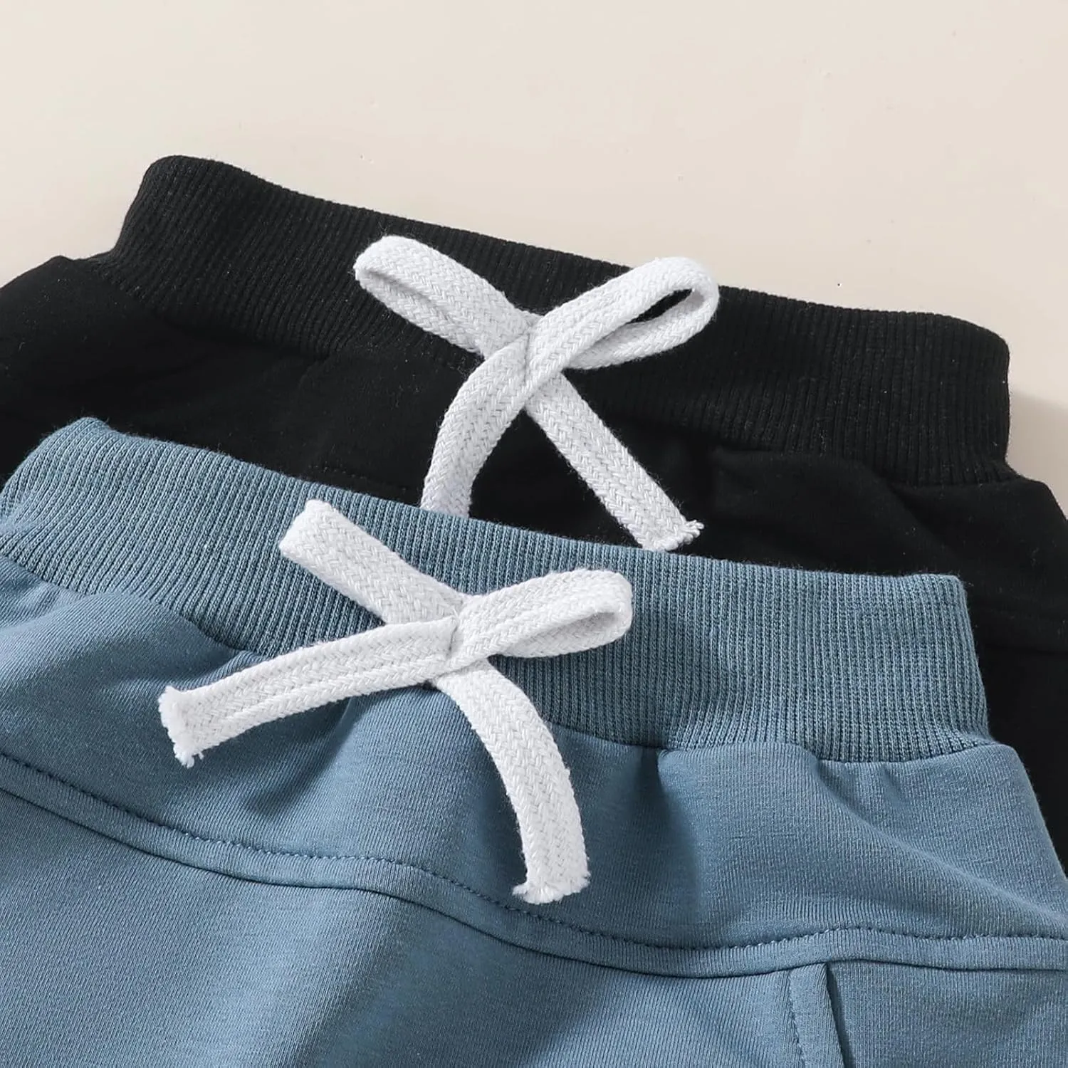 2 Pack Toddler Shorts Boys Girls Elastic Waist Solid Color Gingham Stripe Shorts Bottoms Summer