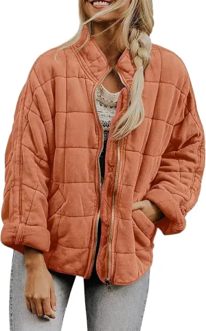 2024 Vintage Thick Solid Zip Down Coat for Womens Long Sleeve Pockets Overcoat Warm Fitted Soft Jacket Winter Clothes