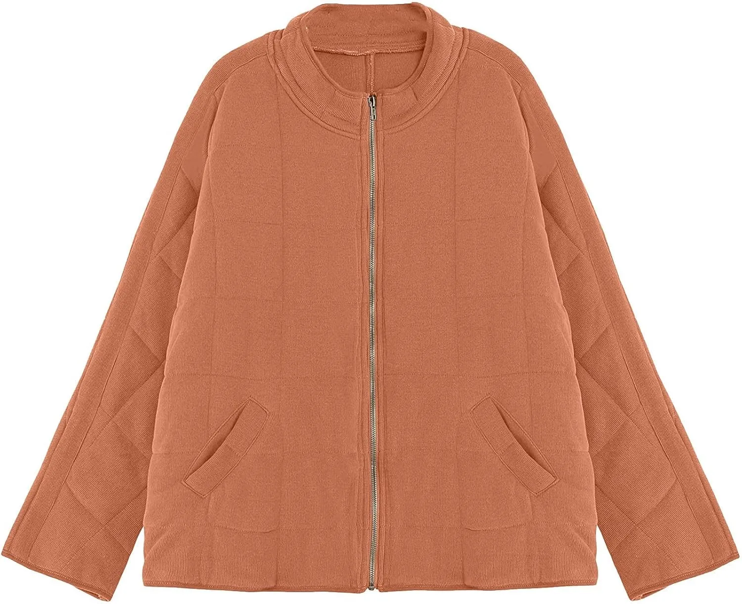 2024 Vintage Thick Solid Zip Down Coat for Womens Long Sleeve Pockets Overcoat Warm Fitted Soft Jacket Winter Clothes