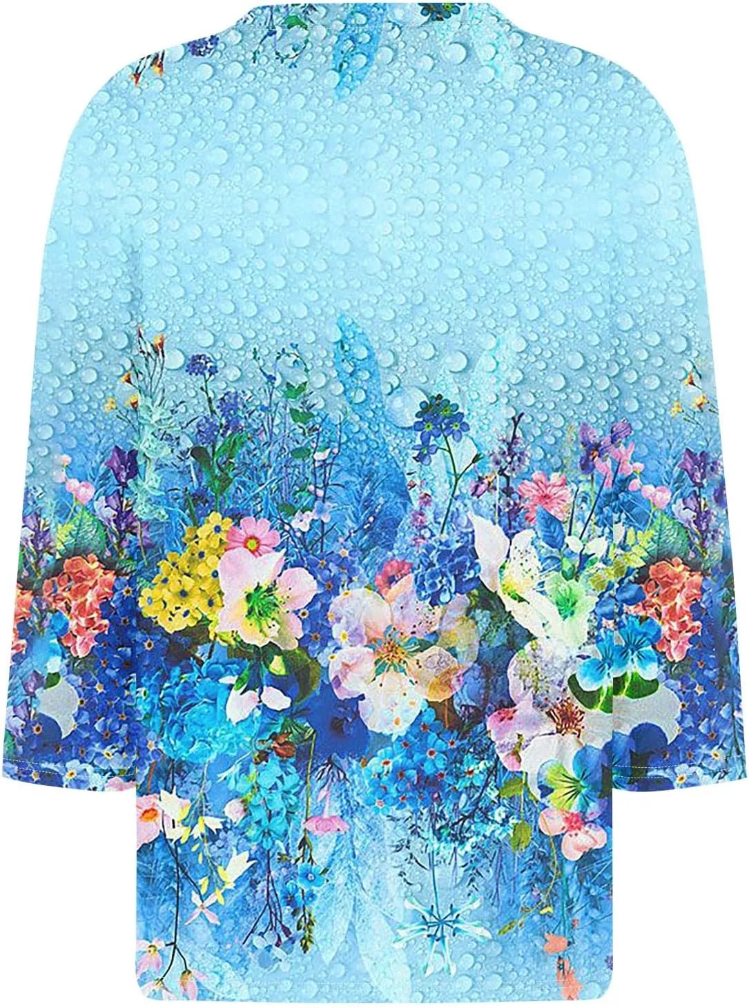 3/4 Length Sleeve Womens Tops Fashion Floral Print Vintage Tshirts 2025 Summer Casual Loose Crew Neck Blouses