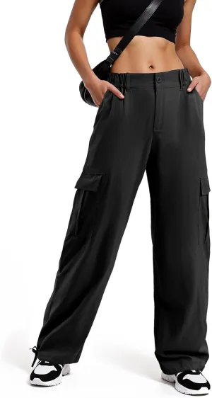 American Trends Cargo Pants Women Baggy Pants Y2K Parachute Pants with Multiple Pockets Trendy Lightweight Pants for Woman