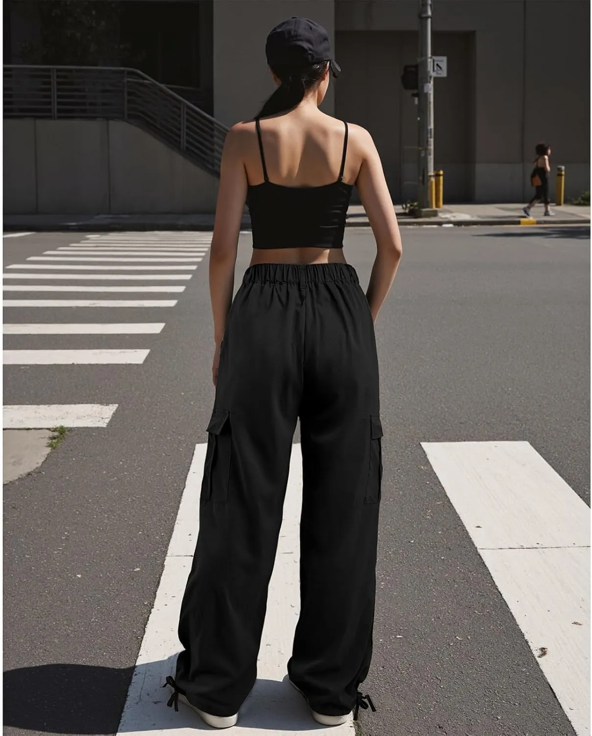 American Trends Cargo Pants Women Baggy Pants Y2K Parachute Pants with Multiple Pockets Trendy Lightweight Pants for Woman