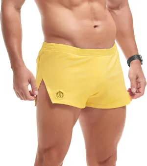 AMY COULEE Mens Cotton Gym Shorts Bodybuilding Lifting Lounge Split Shorts Lightweight Sleep Bottoms