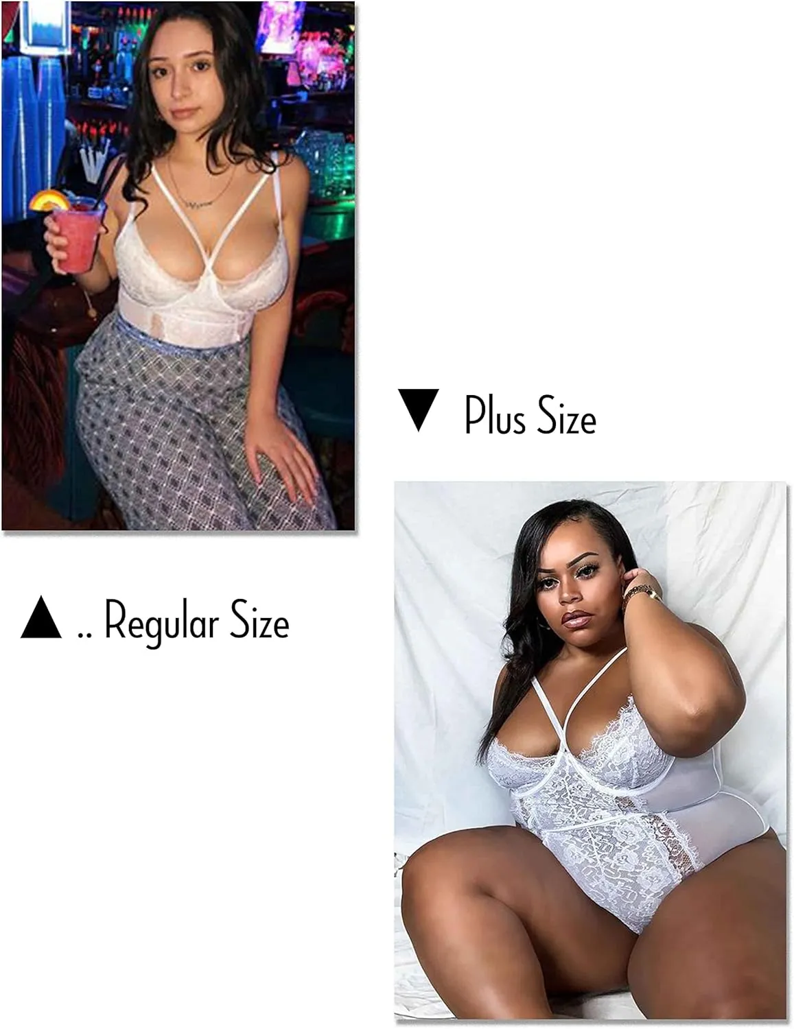 Aranmei Lingerie for Women Eyelash Lace Strappy Sexy Teddy Babydoll Lingerie with Snap Crotch