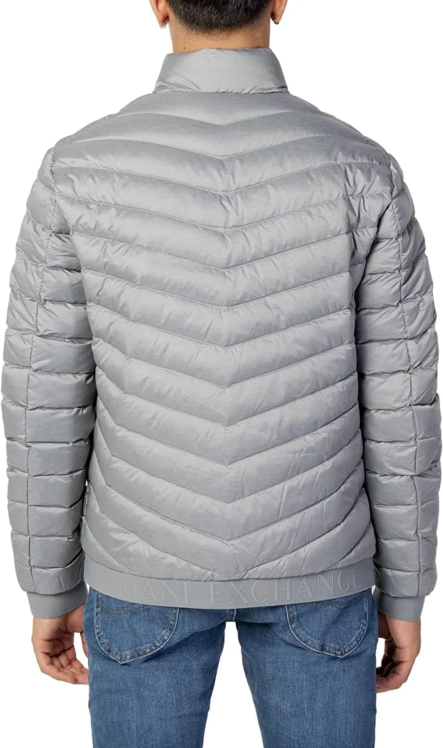 Armani Exchange Men's Quilted Down Milano/New York Logo Zip-up Jacket