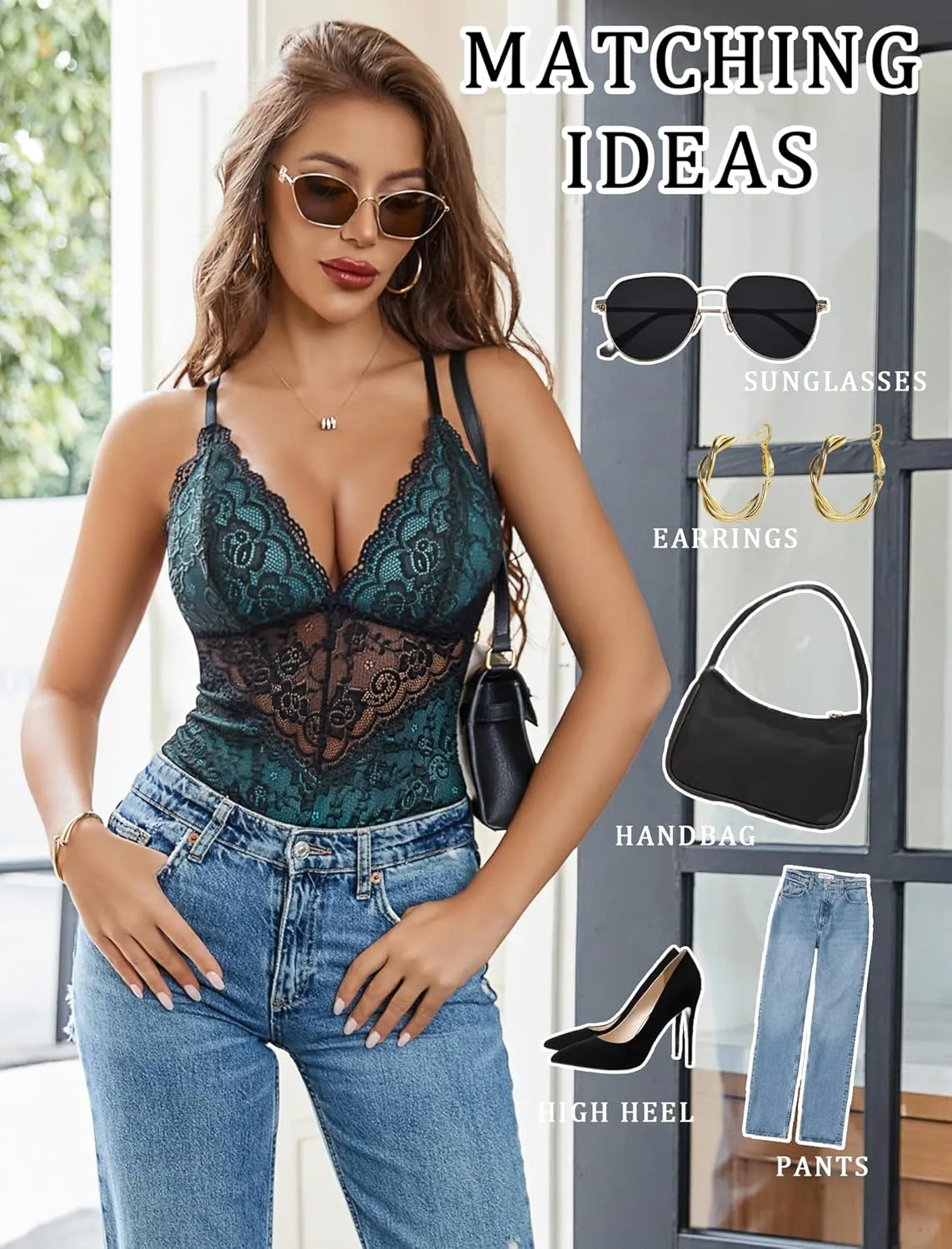 Avidlove Lingerie for Women One Piece Snap Crotch Teddy Bodysuit Contrast Lace Mini Babydoll