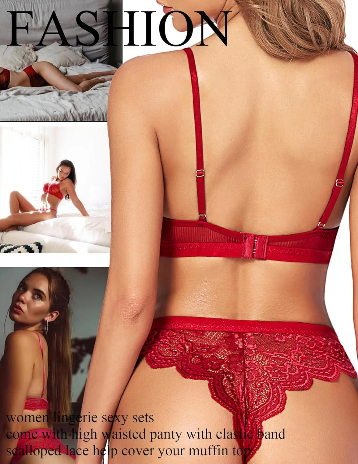 Avidlove Women Lingerie Sexy Sets with Underwire Lace Bra and Panty Set Push Up Two Piece Lingerie