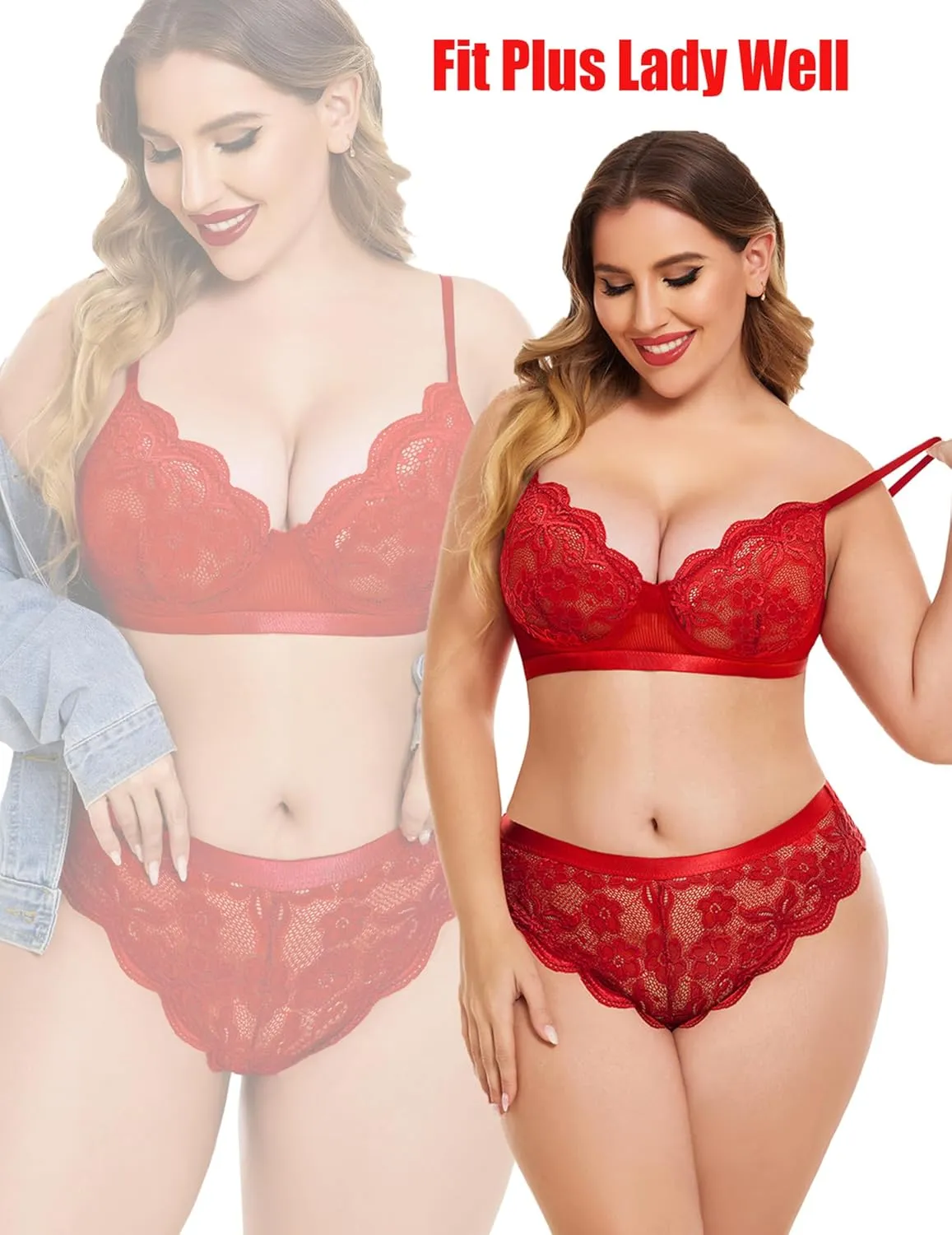 Avidlove Women Lingerie Sexy Sets with Underwire Lace Bra and Panty Set Push Up Two Piece Lingerie