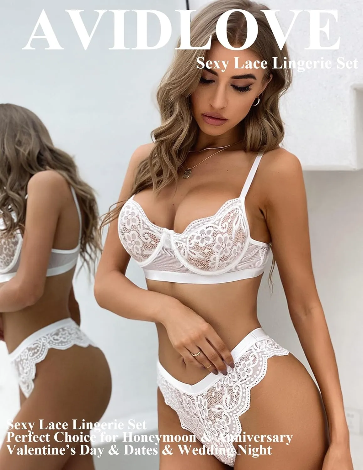 Avidlove Women Lingerie Sexy Sets with Underwire Lace Bra and Panty Set Push Up Two Piece Lingerie