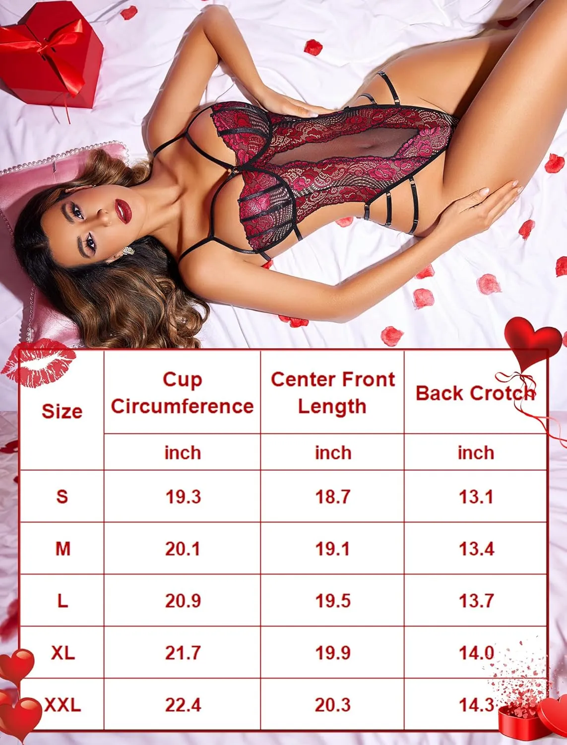 Avidlove Women Teddy Lingeries Sexy Lingerie Strappy Lace Bodysuit Deep V One Piece Babydoll