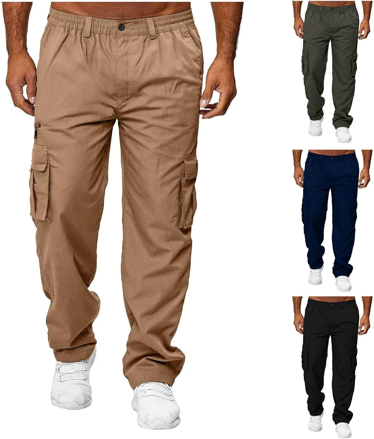 Baggy Cargo Pants Men - Tactical Pants for Men Relaxed Fit Cargo Work Pants with Pockets Outdoor Hiking Pants Trousers
