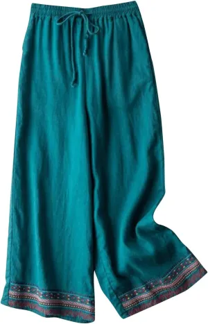 Baggy Wide Leg Pants for Women Lightweight Linen Pants Comfortable Summer Pants Drawstring High Waisted Pants 2025