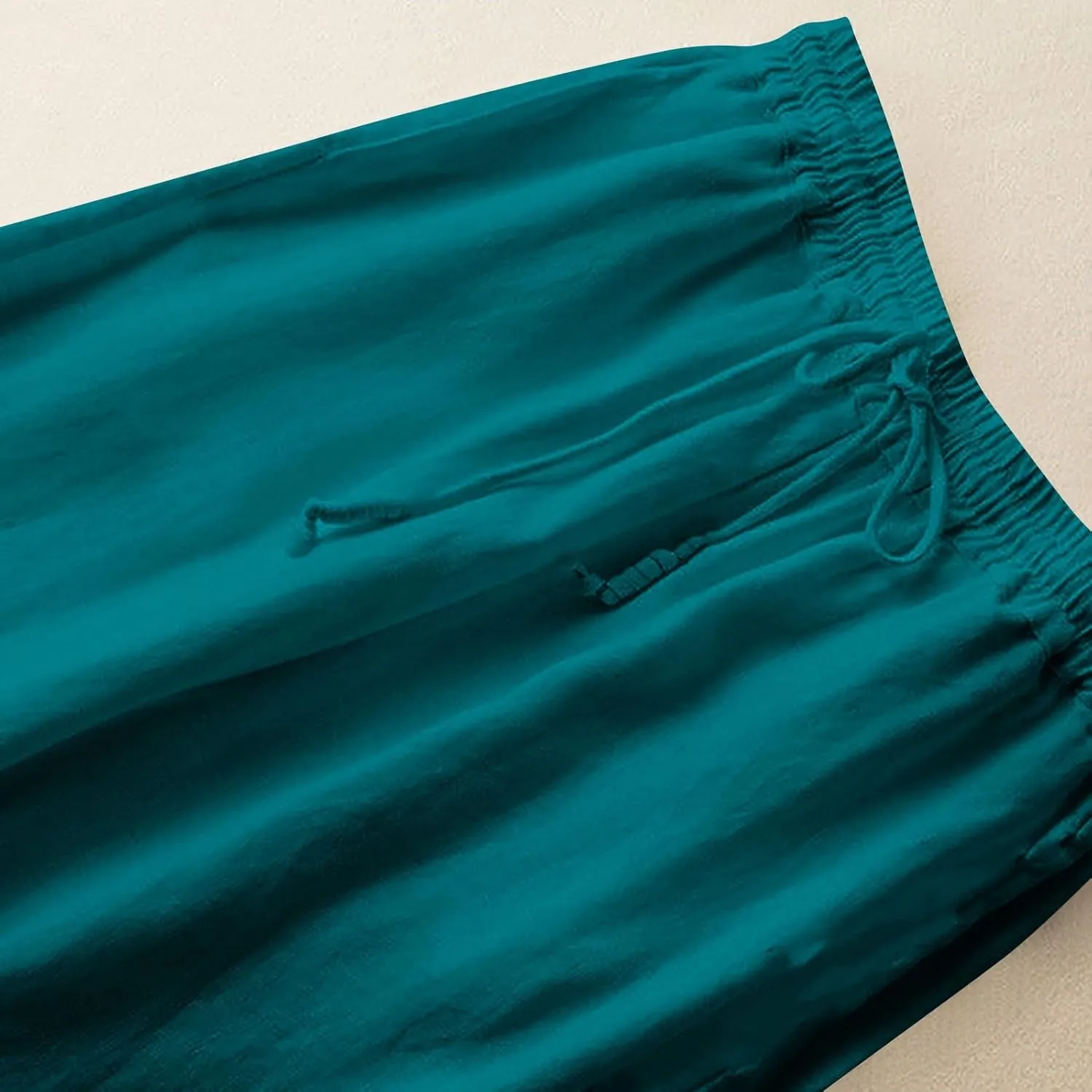Baggy Wide Leg Pants for Women Lightweight Linen Pants Comfortable Summer Pants Drawstring High Waisted Pants 2025