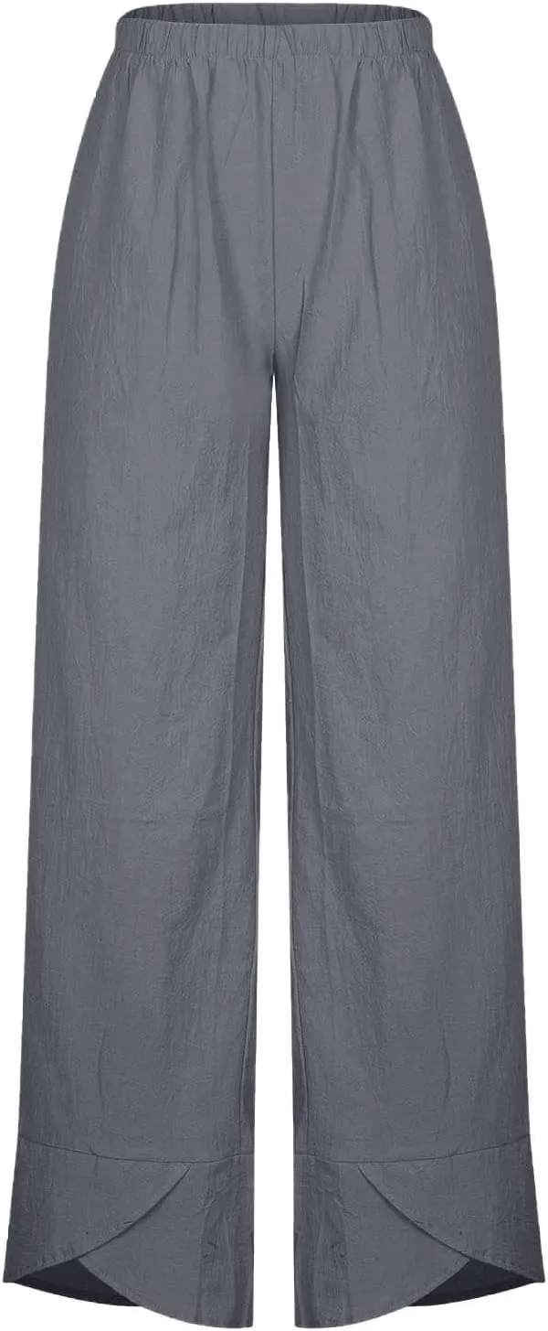 Beach Pants for Women 2025 Vacation Loose Capri Pants Baggy Elastic Waist Pants Summer Lounge Pants with Pockets