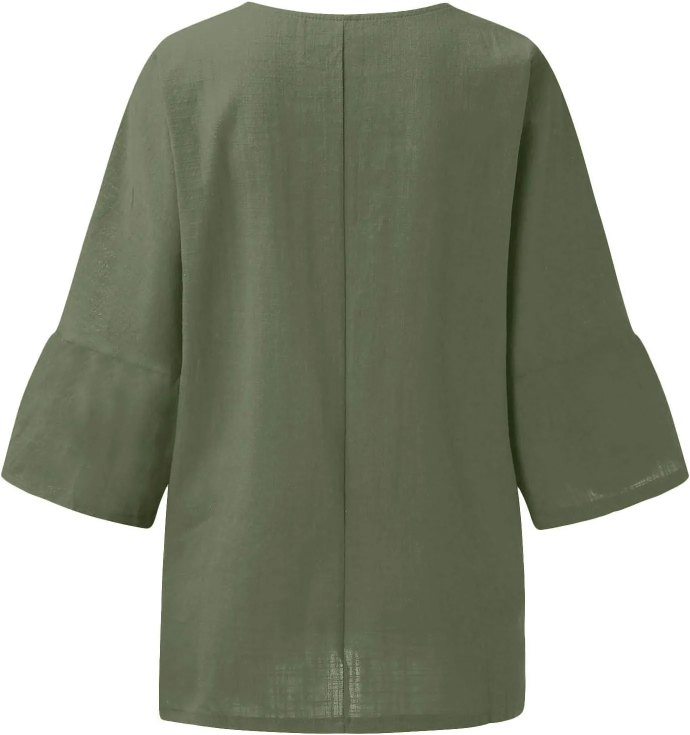 Binmer Plus Size Summer Linen Tops for Women 2024 Trendy Short Sleeve T-Shirts Loose Solid V Neck Tee Side Split Blouse S-5XL