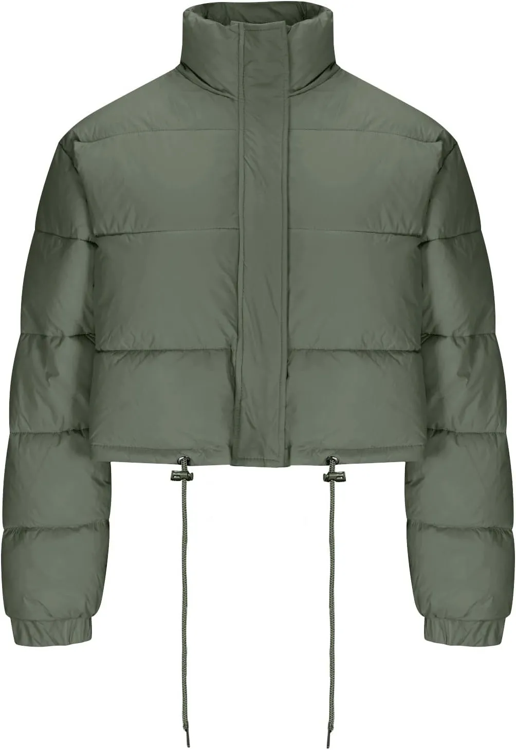 Borniu Womens Cropped Puffer Jacket Stand Collar Zip Up Winter Padded Down Coats Lightweight Quilted Short Jacket