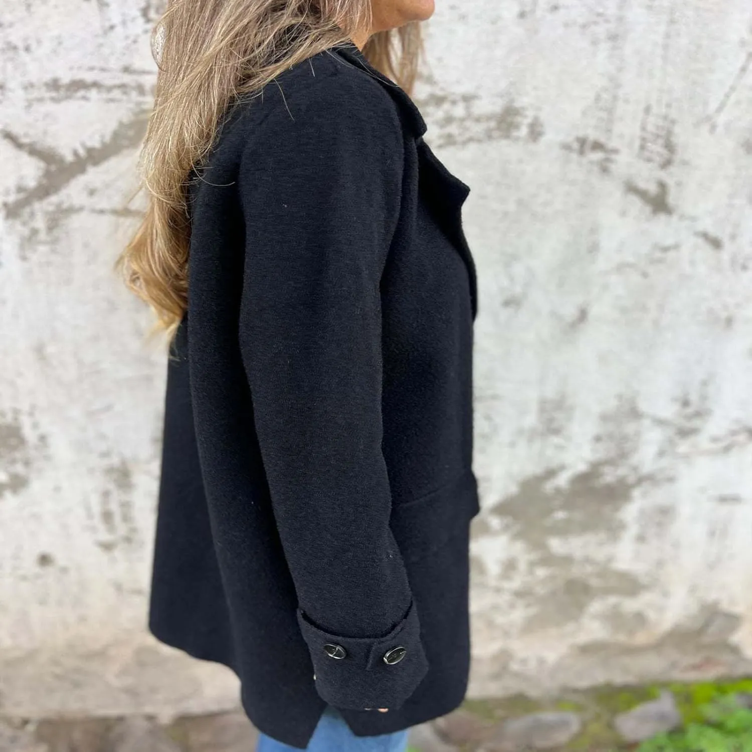 Borniu Womens Notched Lapel Collar Single Breasted Pea Coat Winter Wool Blend Coats Open Front Cardigan Jackets