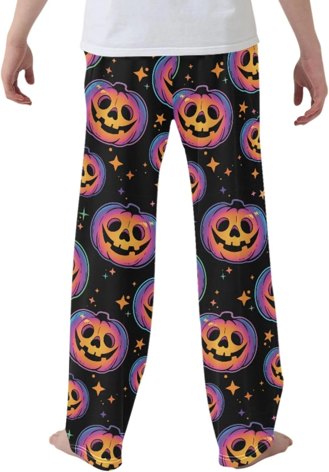 Boys' Pants Cool Halloween Pumpkins Long Bottoms Magic Galaxy Star Jogger Pants Elastic Waist Trousers with Pockets S