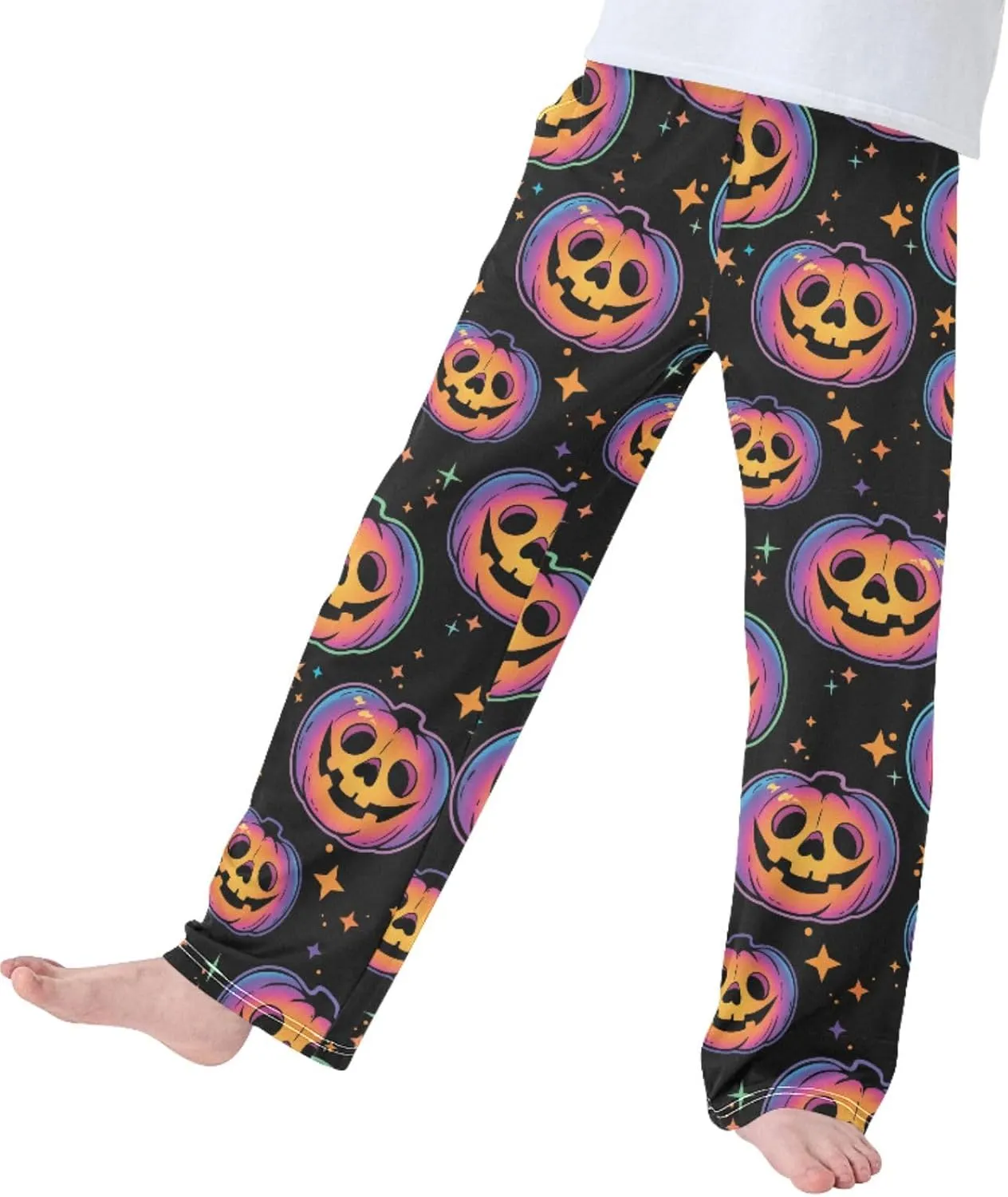 Boys' Pants Cool Halloween Pumpkins Long Bottoms Magic Galaxy Star Jogger Pants Elastic Waist Trousers with Pockets S