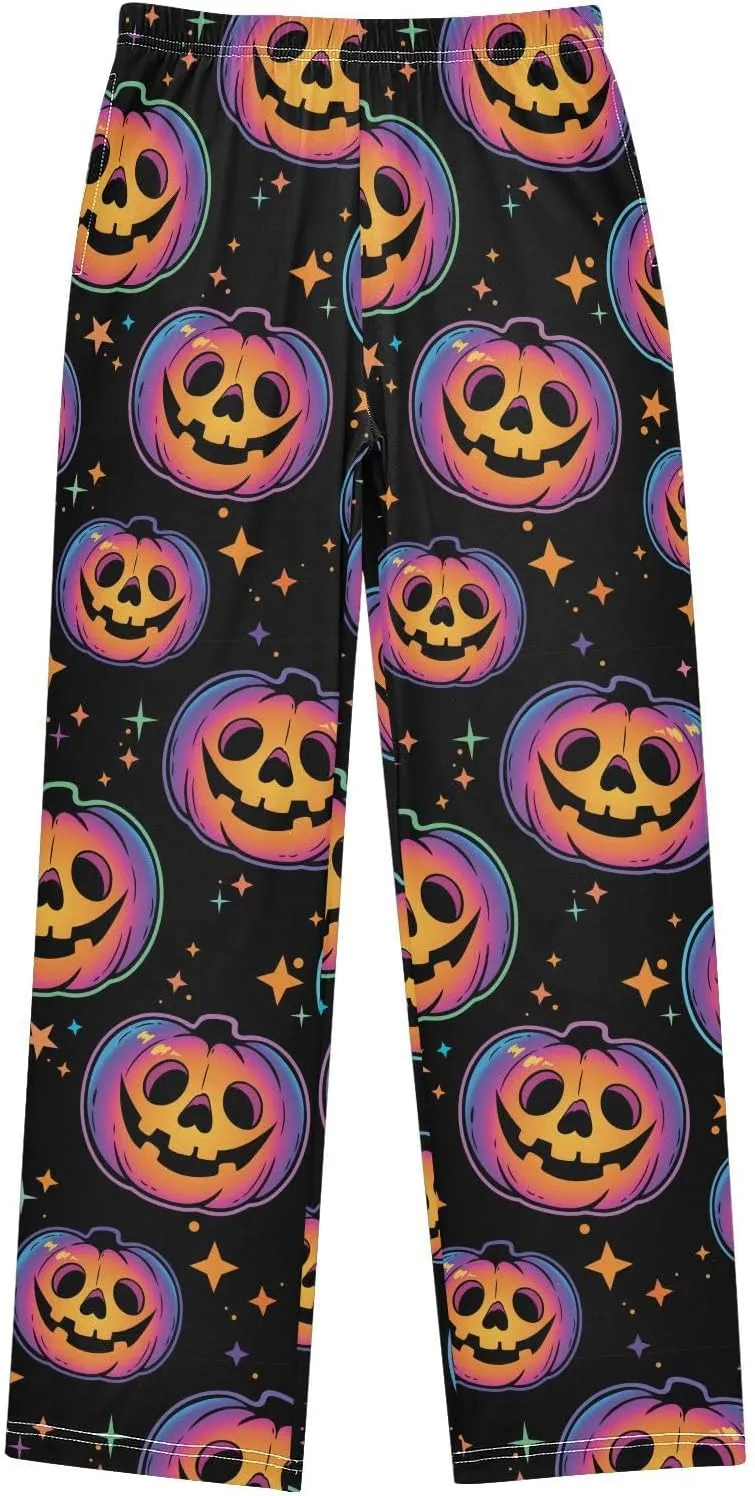 Boys' Pants Cool Halloween Pumpkins Long Bottoms Magic Galaxy Star Jogger Pants Elastic Waist Trousers with Pockets S