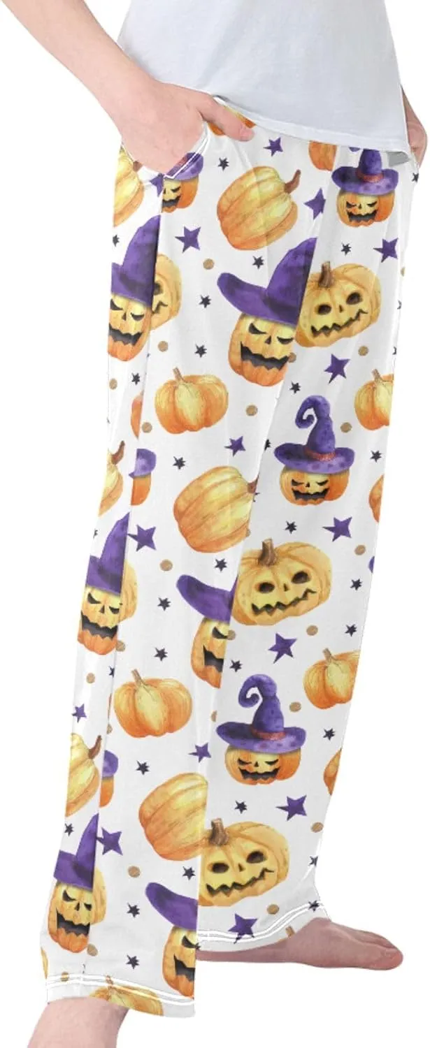 Boys' Pants Pumpkins Witch Hat Ghosts Long Bottoms Halloween Night Star Jogger Pants Elastic Waist Trousers with Pockets S