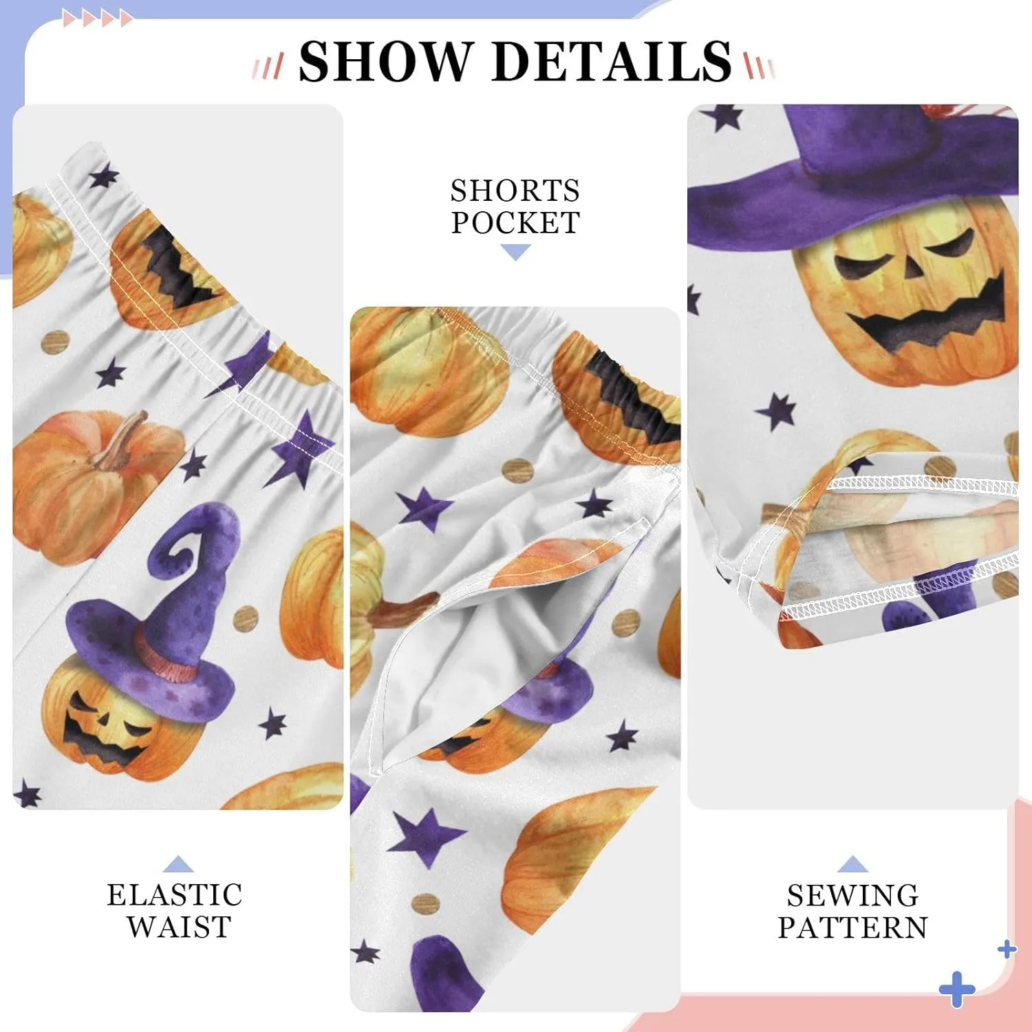 Boys' Pants Pumpkins Witch Hat Ghosts Long Bottoms Halloween Night Star Jogger Pants Elastic Waist Trousers with Pockets S