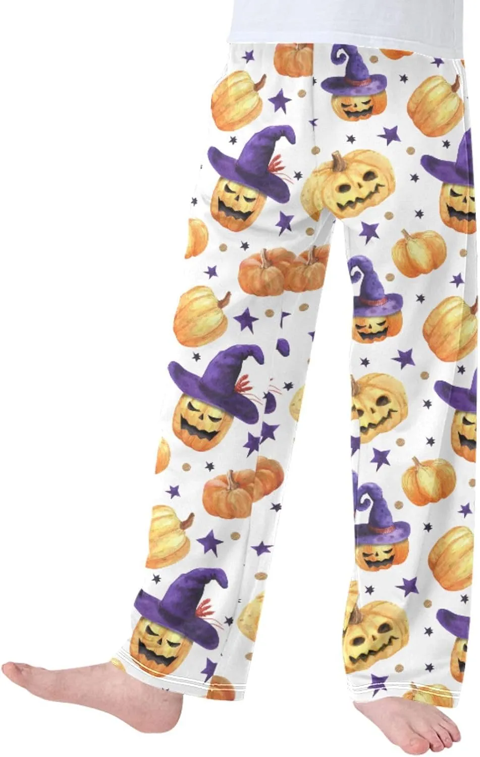 Boys' Pants Pumpkins Witch Hat Ghosts Long Bottoms Halloween Night Star Jogger Pants Elastic Waist Trousers with Pockets S