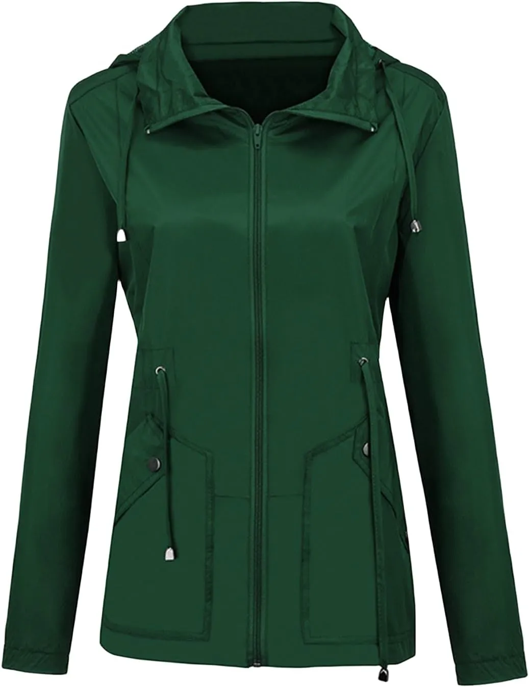 Canbebig Women Lightweight Waterproof Rain Jacket Hooded Drawstring Raincoats Active Outdoor Travel Hiking Windbreaker Pocket