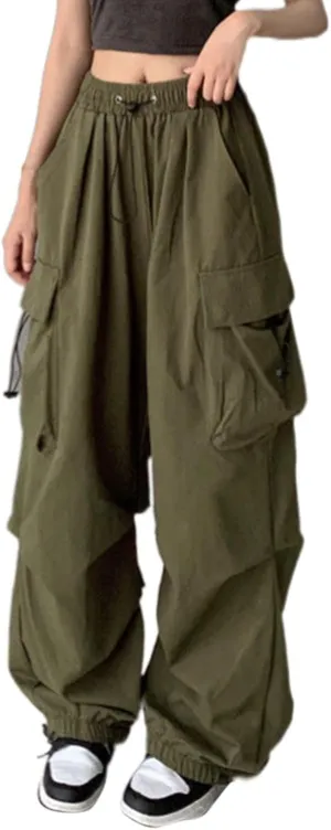 Cargo Pants Women Y2k Baggy Pants Low Waist Parachute Pants Joggers Cargo Sweatpants with Pockets Hippie Pants Y2k Streetwear