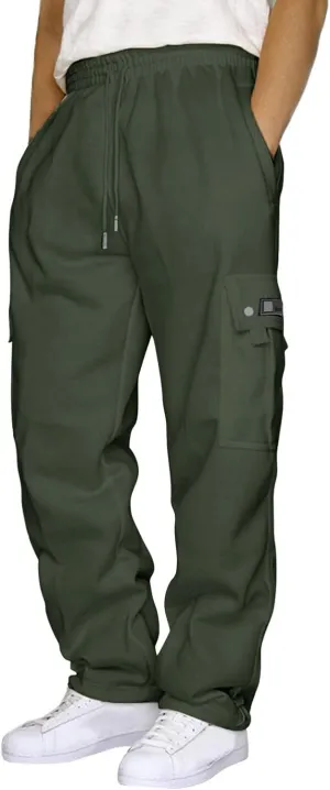 Cargo Sweatpants for Men Relaxed Fit Athletic Gym Camping Travel Sweatpants Joggers Pants Sweat Pants with Pockets