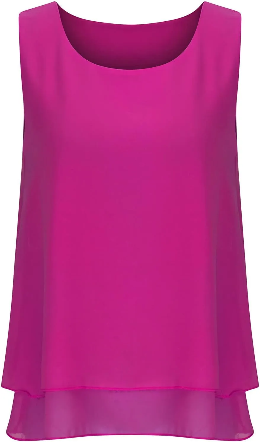 Chiffon Tank Tops for Women Summer Sleeveless Double Layer Ruffle Hem Shirts Casual Plus Size Loose Fit Solid Blouse