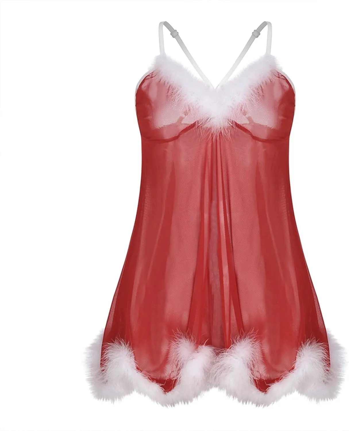 Christmas Lingerie for Women Sexy Santa Lace Bodysuits One Piece Teddy Babydoll Mesh Chemise V Neck Lingerie Dresses
