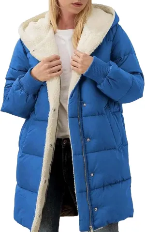 Coat Parka Jacket Xs-Xxl Fleece Lined Long Sleeve Outwear Full Zipper Solid Coat Winter Warm Women Long Quilted Coat