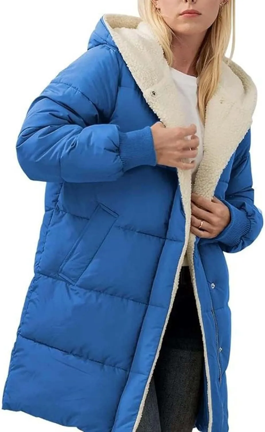 Coat Parka Jacket Xs-Xxl Fleece Lined Long Sleeve Outwear Full Zipper Solid Coat Winter Warm Women Long Quilted Coat