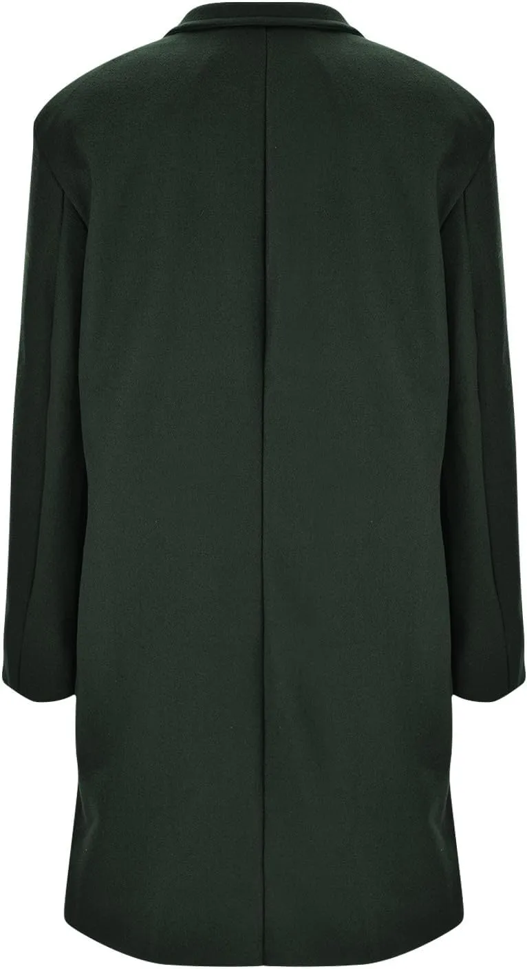 cooki Trench Coat for Women Faux Wool Single Breasted Pea Coat Mid Length Oversized Loose Long Dress Coat Fleece Jacket