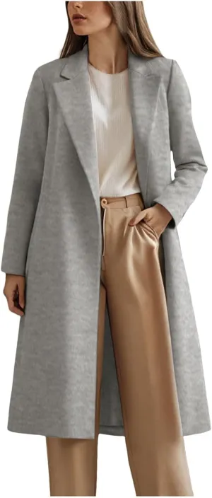 cooki Winter Coats for Women Long Warm Open Front Lapel Cardigan Jackets Womens Casual Wool Blend Trench Coats Pea Coats