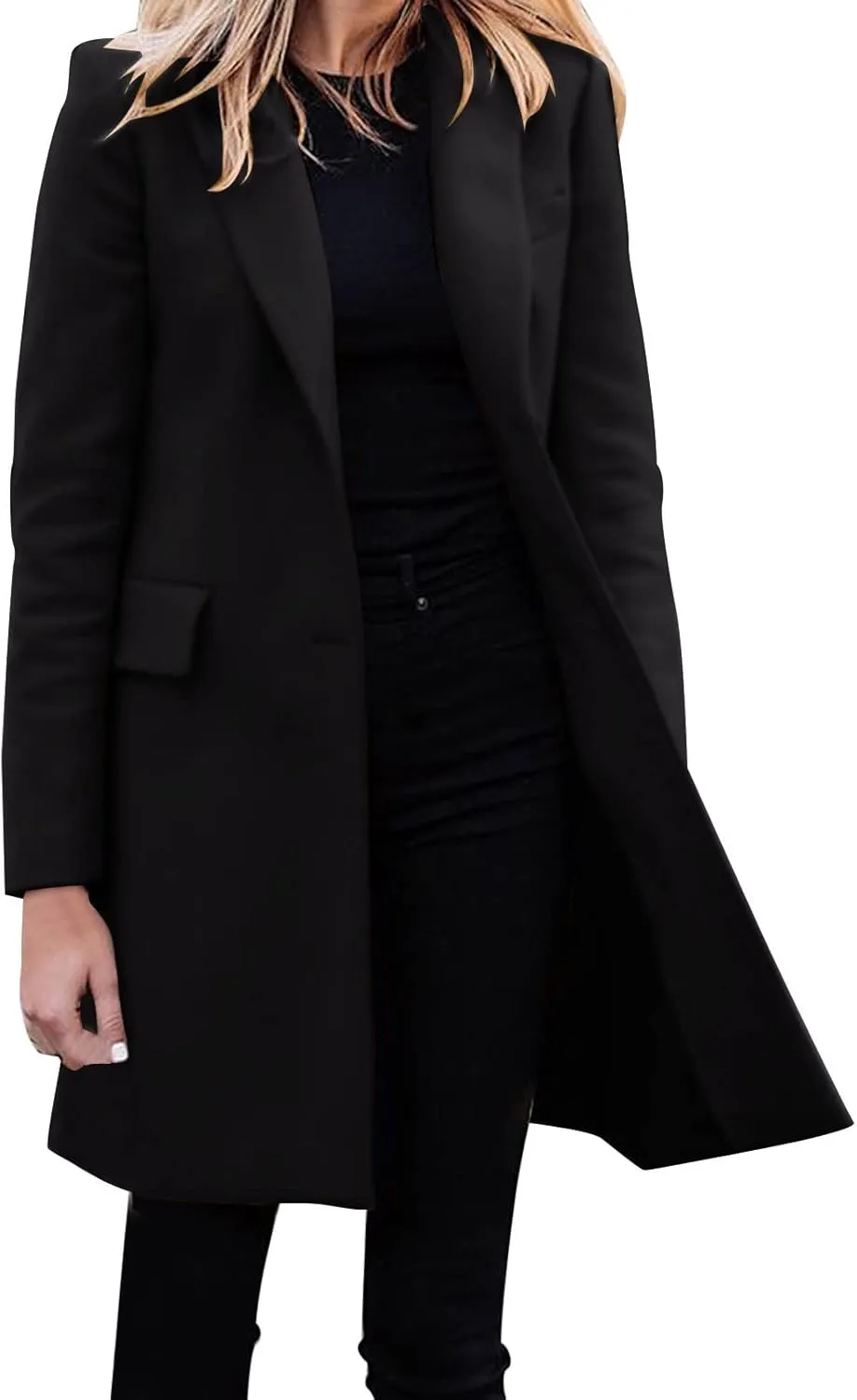 cooki Womens Coats Winter Wool Blend Trench Coats Lapel Pea Coat Plus Size Long Jackets Double Breasted Peacoats Overcoat