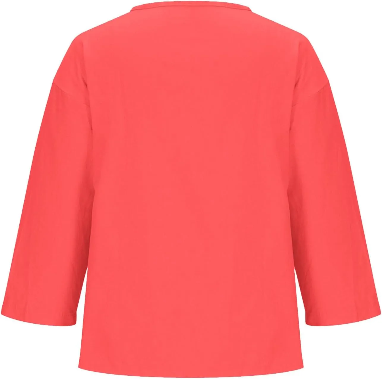 Cotton Linen T Shirt for Women Plus Size Button Up Fashion Casual Blouse Top 3/4 Sleeve 2025 Summer Boho Tunic Shirts
