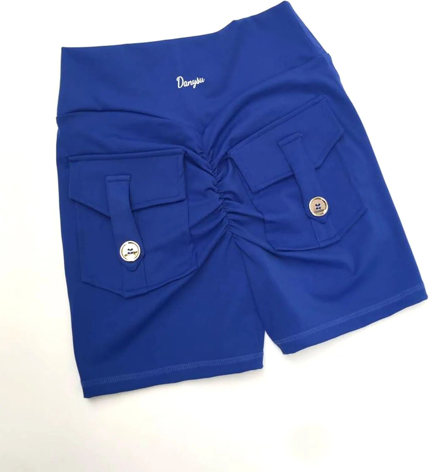 Danysu Women Pocket Shorts Cross High Waist Scrunch Butt Booty Workout Lifting Athletic Gym Bottoms