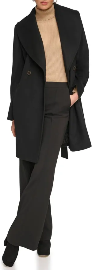DKNY Women's Shawl Collar Wool Coat