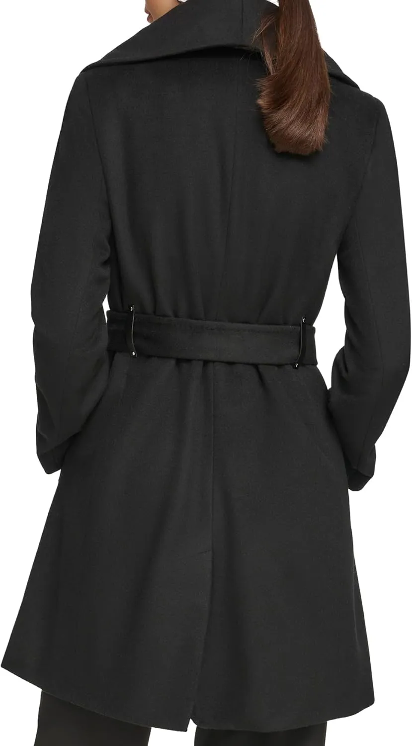 DKNY Women's Shawl Collar Wool Coat