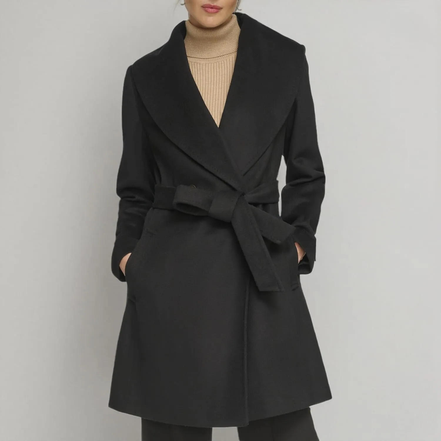 DKNY Women's Shawl Collar Wool Coat