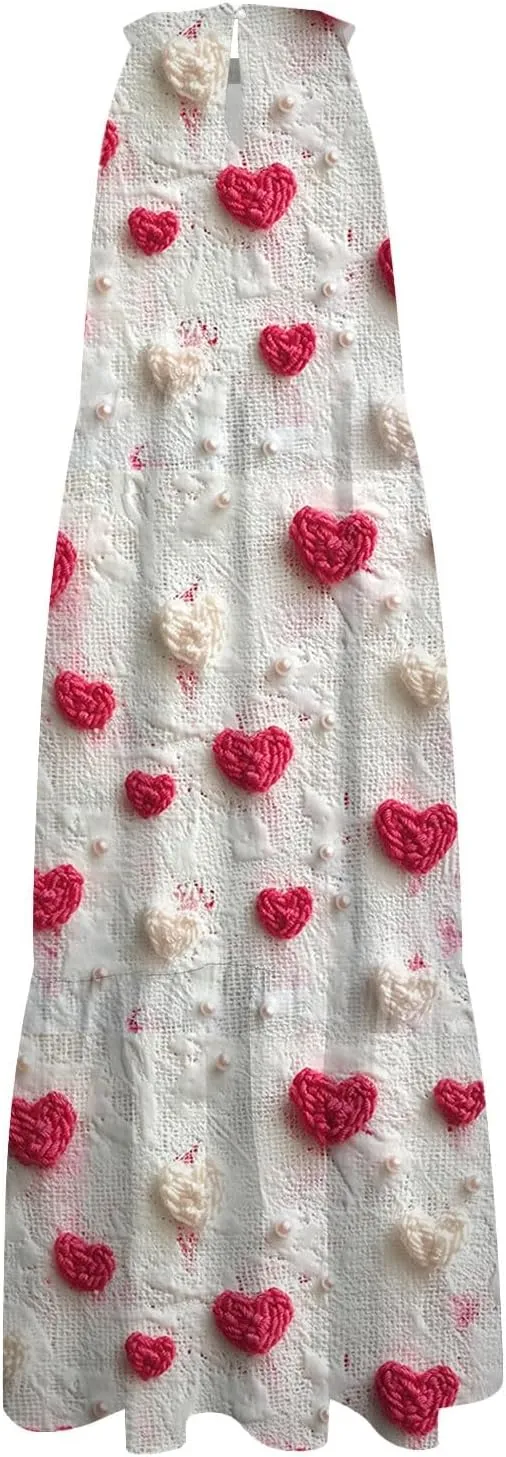 Dresses for Women 2025 Hanging Neck Splicing Beach Dress Floral Print Sleeveless Tank Dresses Casual Midi Dresses