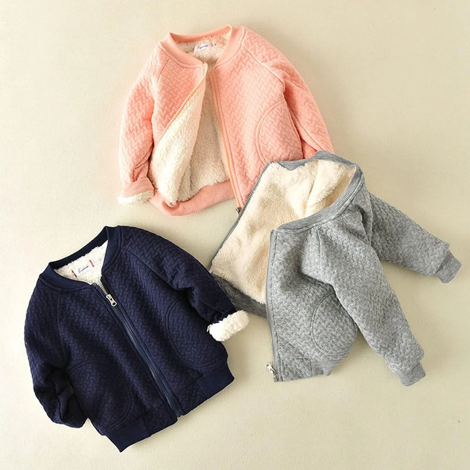 EISHOW Baby Girls Boys Winter Fleece Coat Little Kids Fuzzy Faux Shearling Zipper Jacket Warm Hooded Outwear Winter Outfits
