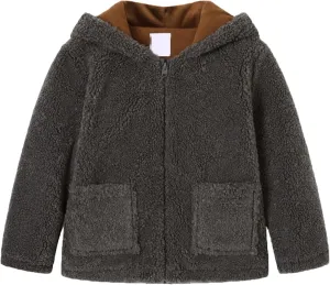 EISHOW Baby Girls Boys Winter Fleece Coat Little Kids Fuzzy Faux Shearling Zipper Jacket Warm Hooded Outwear Winter Outfits