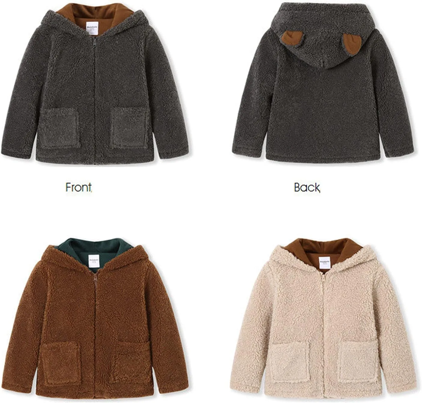 EISHOW Baby Girls Boys Winter Fleece Coat Little Kids Fuzzy Faux Shearling Zipper Jacket Warm Hooded Outwear Winter Outfits