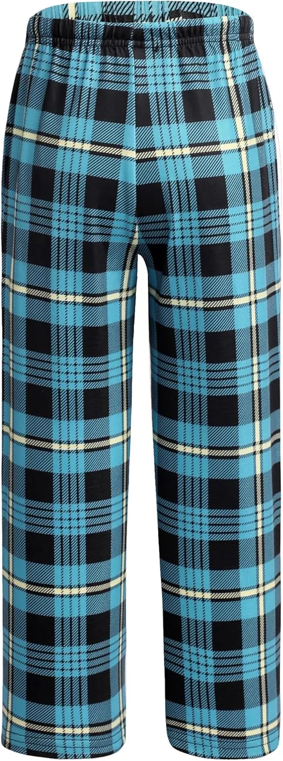 Ekouaer Boys Pajama Pants Long Sleep Soft Elastic Waist Bottoms Plaid Lounge With 2 Pockets 4-14 Years