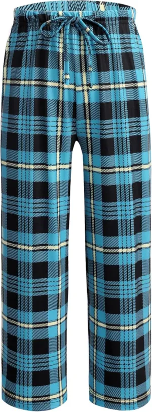 Ekouaer Boys Pajama Pants Long Sleep Soft Elastic Waist Bottoms Plaid Lounge With 2 Pockets 4-14 Years