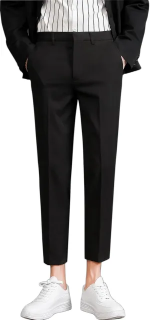 ESSYSHE Mens Cropped Slim Fit Dress Pants Tapered Ankle Dress Pants Suit Pants