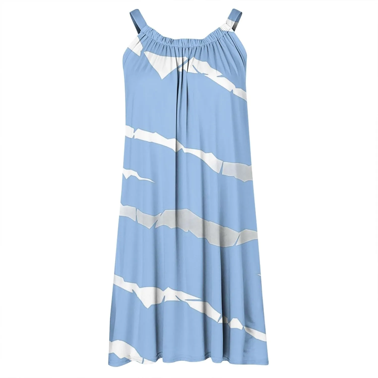Fashion Striped Mini Dress for Women Summer Casual V Neck Sleeveless Sundress Lightweight Breathable Beach Dress